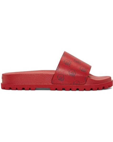gucci ghost red slides